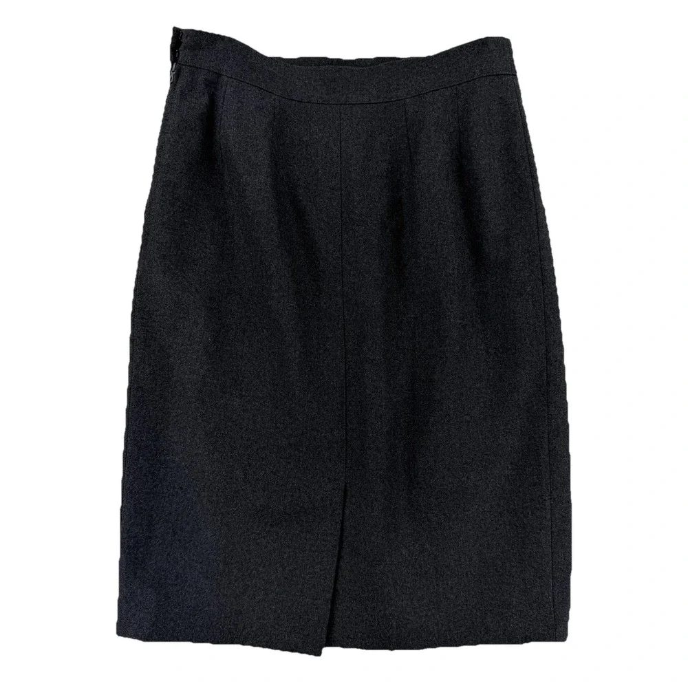 Hermes Skirt Womens 44 Gray Wool High Waist Belted‎ Pencil France Paris Designer